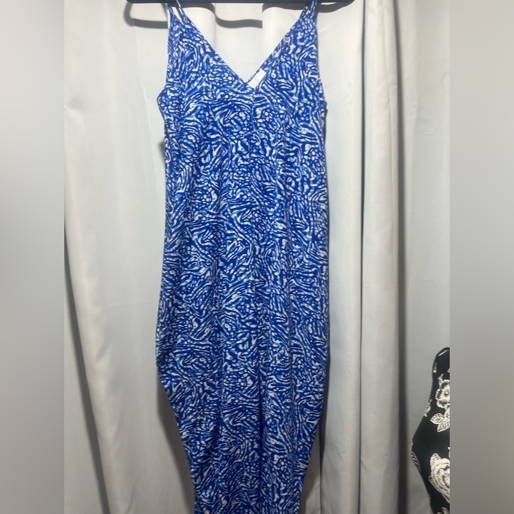 ISH Royal Blue Midi Sundress Sleeveless V-neck - Picture 3 of 5